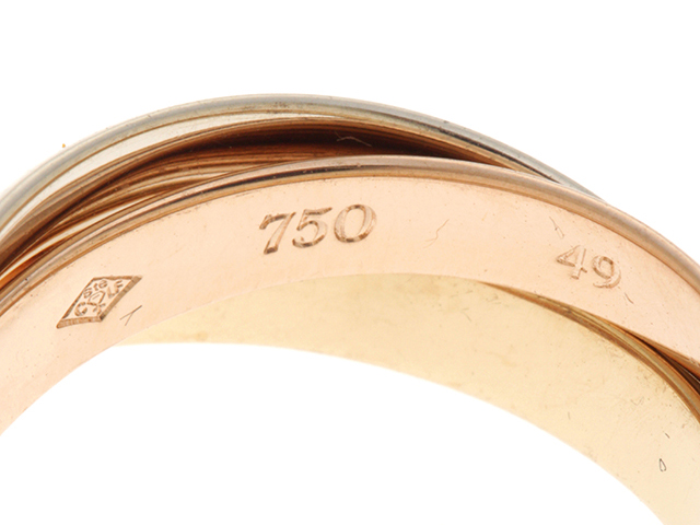 Cartier カルティエ トリニティリング 750 3カラーゴールド YG/WG/PG　＃49号　6.5ｇ　【432】