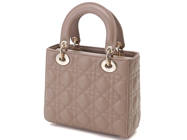 Dior　ディオール　カナージュレディーディオール　MYABC　スモール　グレージュ　ラム【430】2144000212297