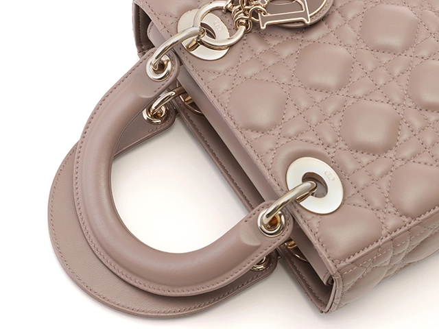 Dior　ディオール　カナージュレディーディオール　MYABC　スモール　グレージュ　ラム【430】2144000212297