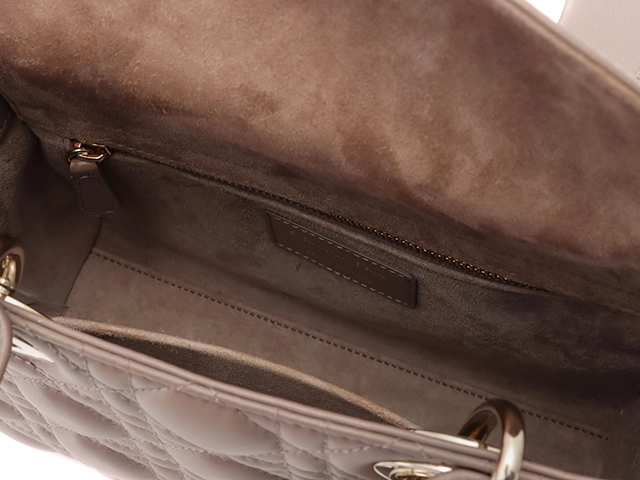 Dior　ディオール　カナージュレディーディオール　MYABC　スモール　グレージュ　ラム【430】2144000212297