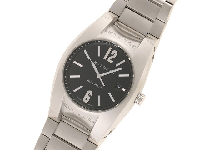 BVLGARI ブルガリ 腕時計 エルゴン EG40S ステンレス ブラック文字盤 自動巻き【471】