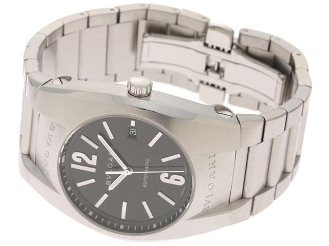 BVLGARI ブルガリ 腕時計 エルゴン EG40S ステンレス ブラック文字盤 自動巻き【471】