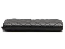 CHANEL　シャネル　クラシック　ロングジップウォレット　ブラック／ＳＶ　キャビア【471】Ｙ
