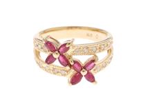 JEWELRY　ノンブランドジュエリー　K18イエローゴールド　リング　ルビー/ダイヤモンド0.29ct　12号　約5.3ｇ【207】2144000217209