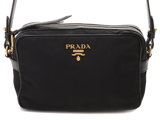 PRADA プラダ ショルダーバッグ ブラック ナイロン／レザー 【471