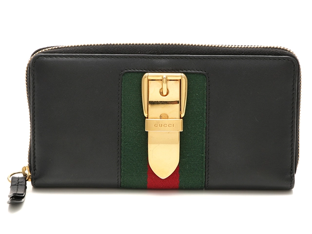 GUCCI グッチ シルヴィ ラウンド長財布 ブラック レザー 476083【430