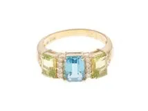 JEWELRY　ジュエリー　 リング　K18イエローゴールド　　ブルートパース　/ペリドット　/ダイヤモンド 　4.0g　　#10.5　　2144000227871　【472】H