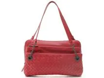 BOTTEGA VENETA　ボッテガヴェネタ　イントレチャート　ワンショルダーバッグ　レッド　カーフ【433】