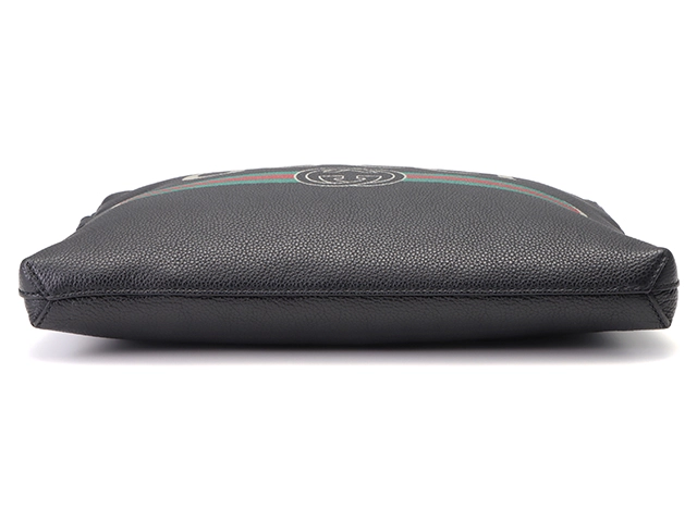 GUCCI　グッチ　ロゴプリント　クラッチバッグ　ブラック　レザー　572770　【436】　2144000230680