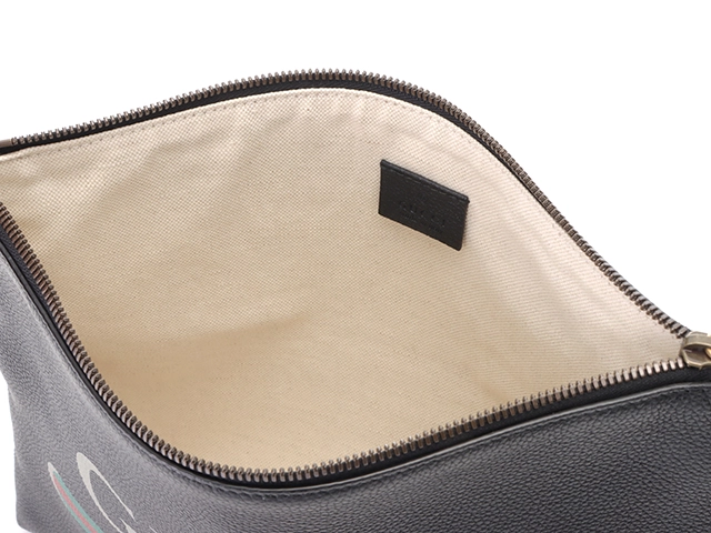 GUCCI　グッチ　ロゴプリント　クラッチバッグ　ブラック　レザー　572770　【436】　2144000230680