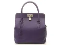 HERMES　エルメス　ツールボックス26　ヴォー・スイフト　ウルトラヴァイオレット/SV金具 　ハンドバッグ　□R刻印【431】