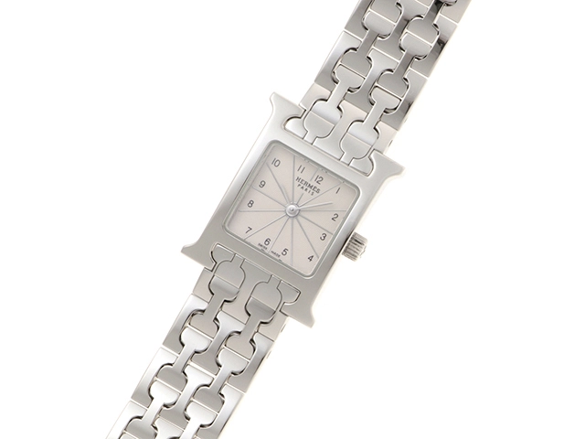 HERMES エルメス Hウォッチ・ミニ HH1.110 ステンレス 女性用クオーツ時計【473】