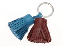 HERMES エルメス　キーホルダー　 カルメン ウノドス ブルーザンジバル/ルージュアッシュ アニョーミロ(ラム) シルバー金具 【472】AH