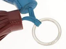 HERMES エルメス　キーホルダー　 カルメン ウノドス ブルーザンジバル/ルージュアッシュ アニョーミロ(ラム) シルバー金具 【472】AH