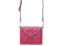 GUCCI グッチ GGキルティングミニ2wayバッグ フューシャピンク ナイロン/レザー 723777【472】YY