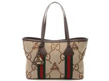 GUCCI グッチ ジャンボGGトートバッグ ベージュ/ダークブラウン キャンバス/レザー 723736 PALECEコラボ2022年 【472】YY