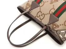 GUCCI グッチ ジャンボGGトートバッグ ベージュ/ダークブラウン キャンバス/レザー 723736 PALECEコラボ2022年 【472】YY