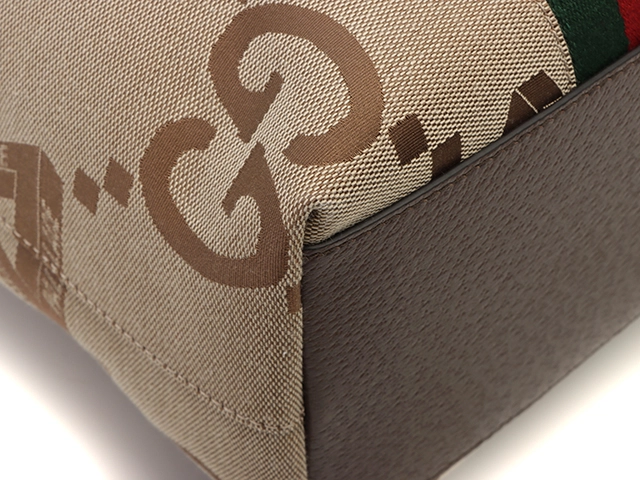GUCCI グッチ ジャンボGGトートバッグ ベージュ/ダークブラウン キャンバス/レザー 723736 PALECEコラボ2022年 【472】YY