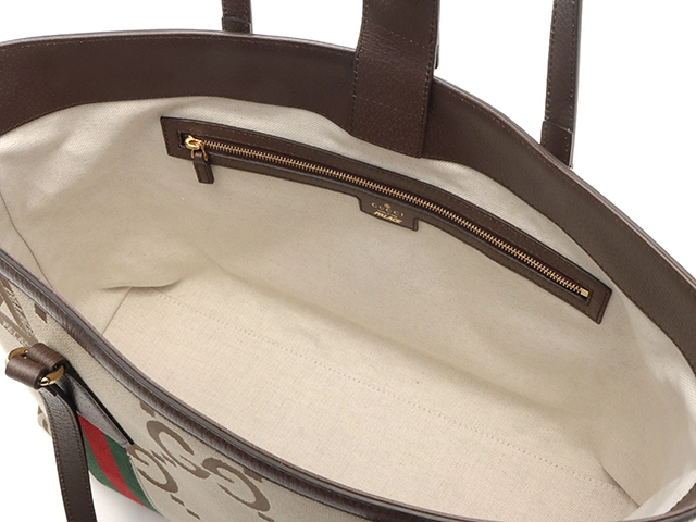 GUCCI グッチ ジャンボGGトートバッグ ベージュ/ダークブラウン キャンバス/レザー 723736 PALECEコラボ2022年 【472】YY