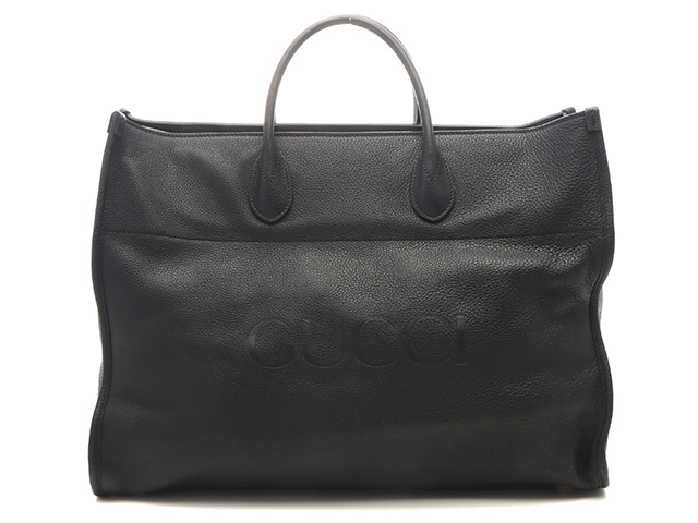 GUCCI グッチ ロゴ ラージ2WAYトートバッグ ブラック レザー 674837