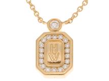 HARRY WINSTON　ハリーウィンストン　HWロゴペンダントダイヤネックレス　18金イエローゴールド　18KYG　ダイヤモンド　4.7g　【471】L