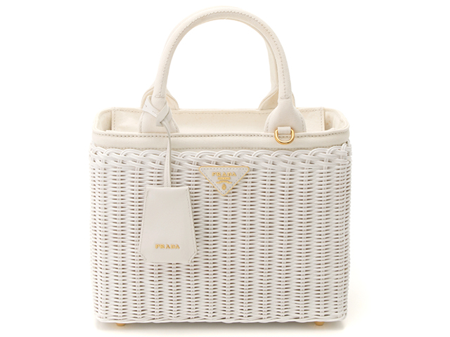 PRADA プラダ カナパ ウィッカー2wayバッグ ホワイト ラタン