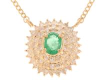 JEWELRY　ノンブランドジュエリー　ネックレス　K18イエローゴールド　エメラルド　ダイヤモンド0.32ct　約2.8g　2145000244202【207】