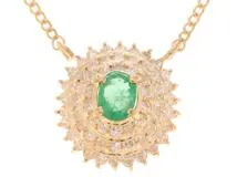 JEWELRY　ノンブランドジュエリー　ネックレス　K18イエローゴールド　エメラルド　ダイヤモンド0.32ct　約2.8g　2145000244202【207】