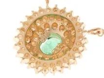 JEWELRY　ノンブランドジュエリー　ネックレス　K18イエローゴールド　エメラルド　ダイヤモンド0.32ct　約2.8g　2145000244202【207】
