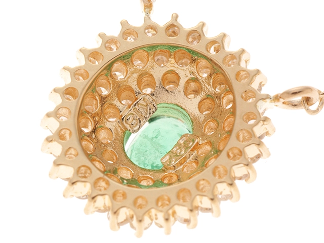 JEWELRY ノンブランドジュエリー ネックレス K18イエローゴールド エメラルド ダイヤモンド0.32ct 約2.8g 2145000244202【432】