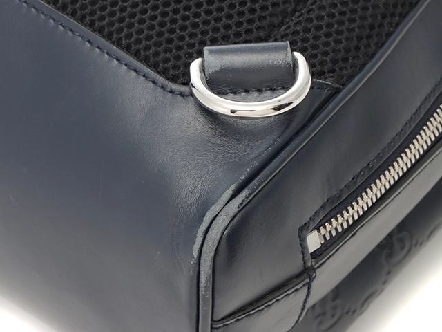 GUCCI グッチ 450970 グッチシマ 日本限定 クロスボディバッグ ネイビー レザー 2145000245711【208】