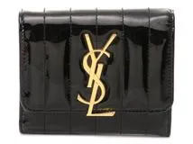 SAINT LAURENT　サンローラン　三つ折財布　ブラック　パテント　539976　2145000246633　【中古】【大黒屋】【200】