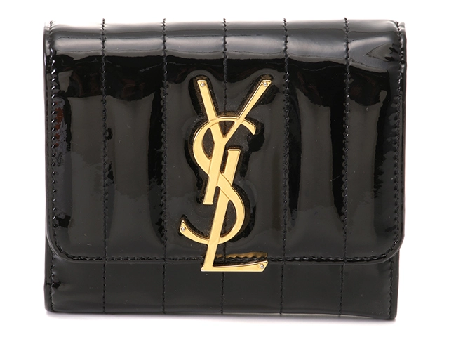 SAINT LAURENT　サンローラン　三つ折財布　ブラック　パテント　539976　2145000246633　【中古】【大黒屋】【200】