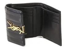 SAINT LAURENT　サンローラン　三つ折財布　ブラック　パテント　539976　2145000246633　【中古】【大黒屋】【200】