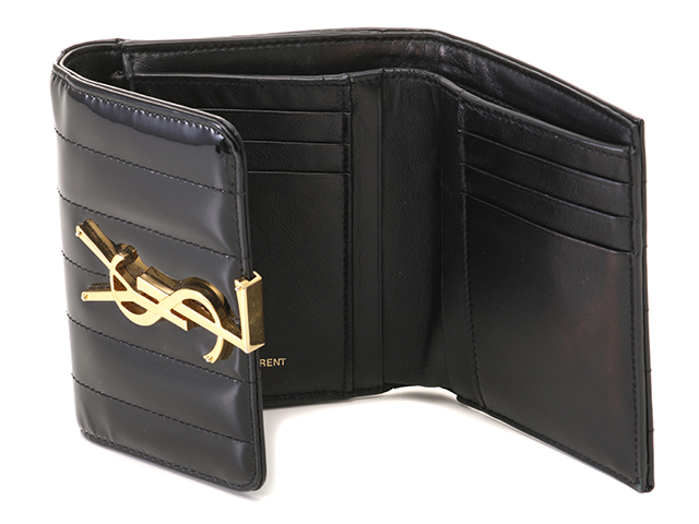 SAINT LAURENT サンローラン 三つ折財布 ブラック パテント SAINT LAURENT サンローラン 三つ折財布 ブラック パテント