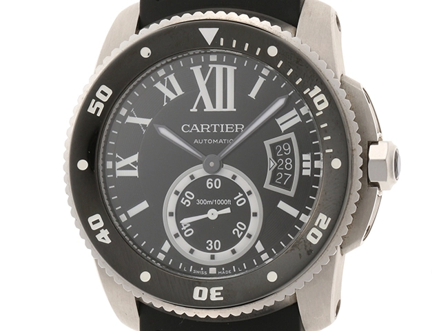 Cartier　カルティエ　時計　カリブルダイバー　W7100056　ブラック　ステンレススチール/ラバーストラップ　メンズ　自動巻き　（2146000200076）【200】