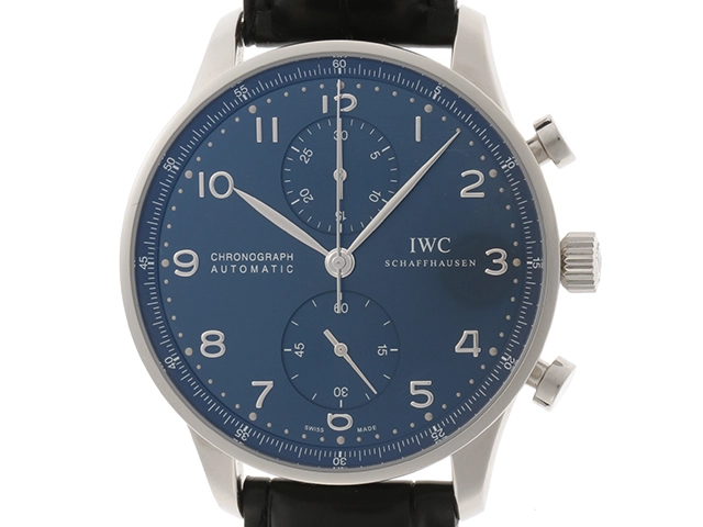 IWC 時計 ポルトギーゼ IW371491 オートマチック クロノグラフ機能 ブルー文字盤 ステンレス/革 男性用時計【430】  の購入なら「質」の大黒屋（公式）