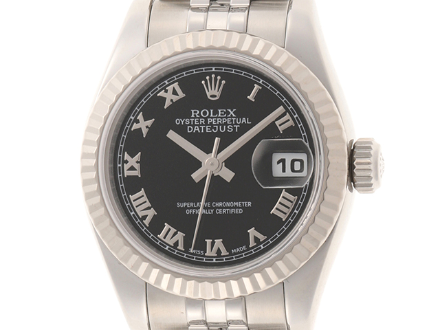 D番　2005年　11月　並行　ROLEX　ロレックス　デイトジャスト　179174　SS/WG　ステンレススチール/ホワイトゴールド　ブラック文字盤　 自動巻き 【205】