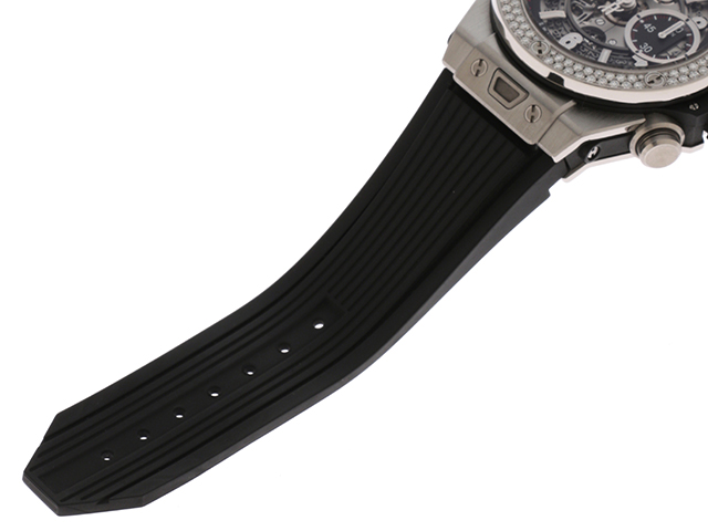 HUBLOT ウブロ ビッグバン ウニコ チタニウム ダイヤベゼル 411.NX.1170.RX.1104 スケルトン文字盤 TI/ラバーベルト チタン 自動巻き クロノグラフ 日付表示 メンズウォッチ 時計【204】