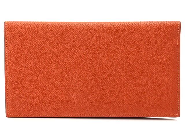 HERMES　エルメス　財布　MC2フレミング　ヴォーエプソン　オレンジ　刻印□P2012年製造　【437】