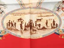HERMES　エルメス　カレ90　スカーフ　CAVALIERS PEULS　プール族の騎手　レッド　赤　シルク　【474】
