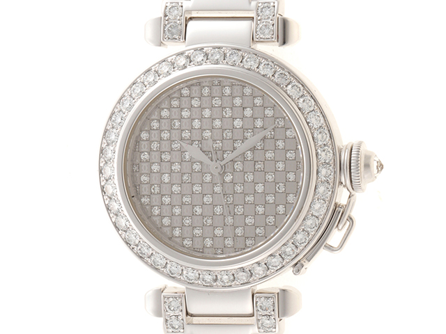 Cartier　カルティエ　時計　パシャ３２ｍｍ　ＷＧ　ダイヤベゼル　ブレスサイドダイヤ　WJ1092LK　自動巻き　2146000301483　【437】