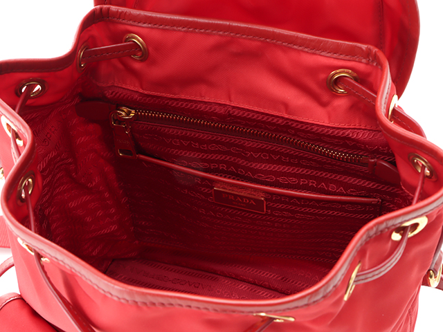 PRADA プラダ リュックサック レッド ナイロン レザー 【430 PRADA プラダ リュックサック レッド ナイロン レザー 【430