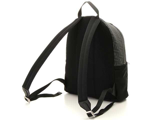 FENDI　フェンディ　ズッカ　リュックサック　ブラック　グレー　イエロー　PVC　ナイロン　カーフ　7VZ042A9XTF17BJ　 2146000313806　【437】