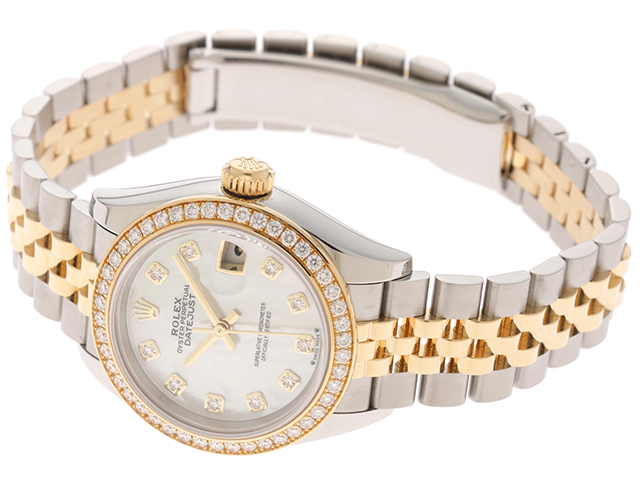 Rolex ロレックス Datejust 28 デイトジャスト 28 2793rbr シェル文字盤 Shell Dial ダイヤベゼル Diamond Bezel 10ｐダイヤ 10p Diamond ステンレス イエローゴールド 430 の購入なら 質 の大黒屋 公式