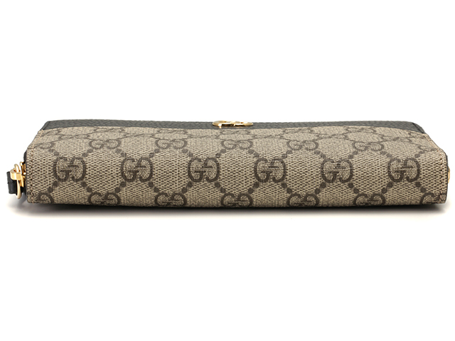 GUCCI　グッチ　GGマーモント　ラウンドファスナー長財布　456117　GGスプリーム　レザー　ベージュ　ブラック　【472】RKT　2146000324185　I