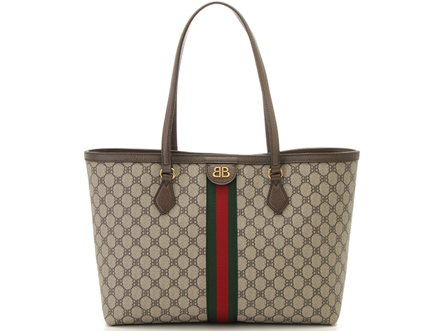 GUCCI　グッチ　BALENCIAGA　バレンシアガ　ザ・ハッカープロジェクト　トートバッグ　680125　PVC/レザー　ベージュ　コラボ　 【472】　2146000335822　I