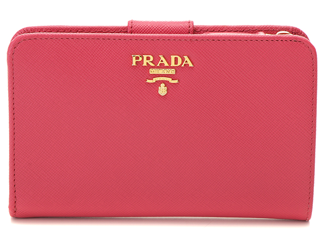 PRADA プラダ 1M1225 二つ折財布 サフィアーノ ピンク カーフ 【205】 の購入なら「質」の大黒屋（公式）