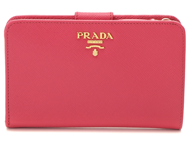 PRADA プラダ 1M1225 二つ折財布 サフィアーノ ピンク カーフ 【205 ...