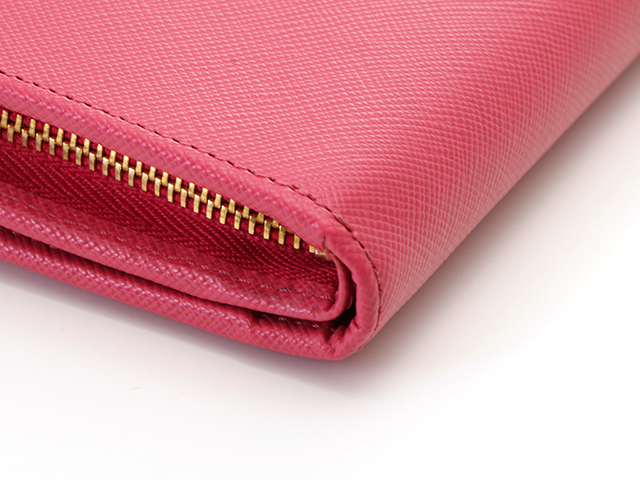 PRADA プラダ 1M1225 二つ折財布 サフィアーノ ピンク カーフ 【205